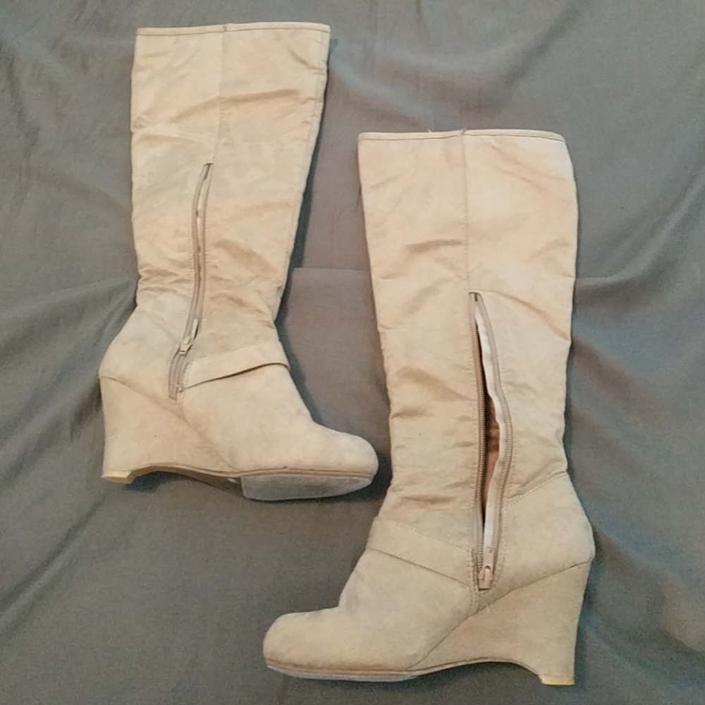 Knee high suede boots